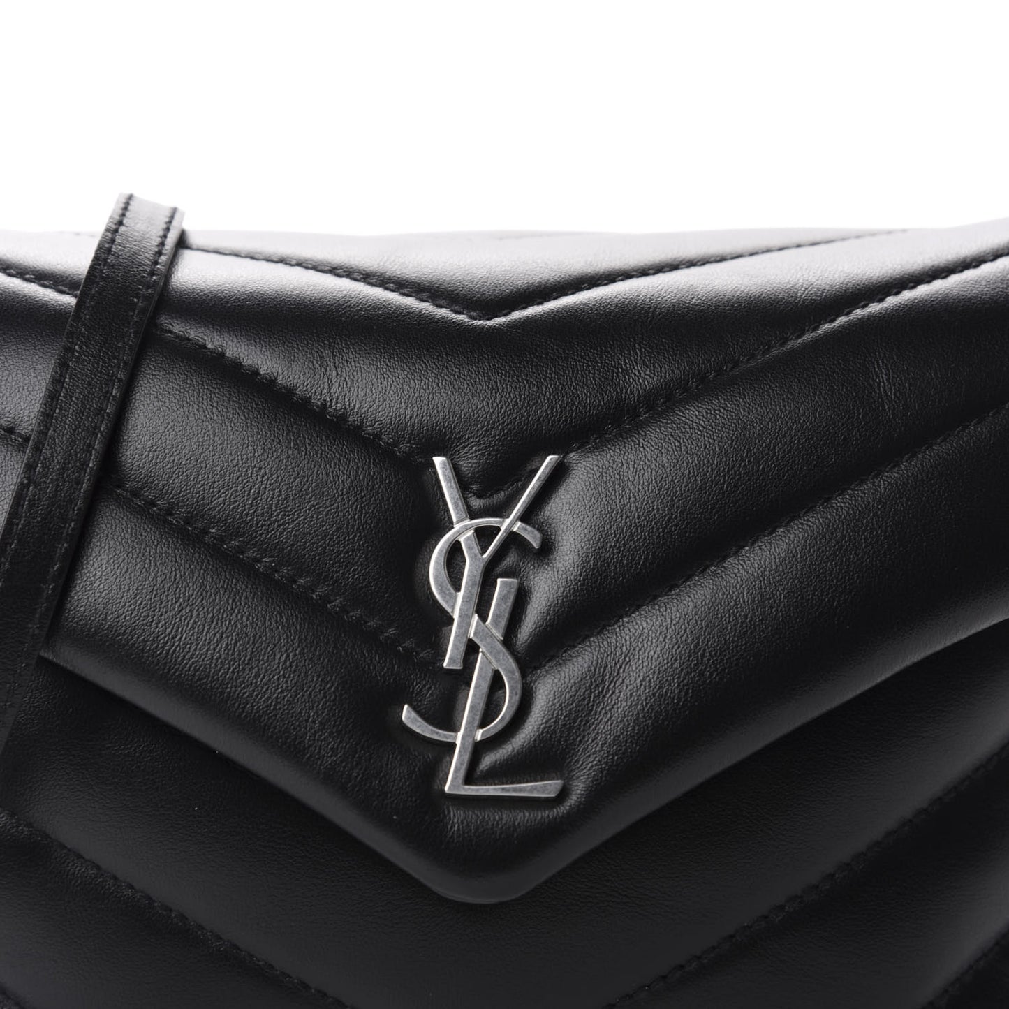 Calfskin Y Quilted Monogram Toy Loulou Crossbody Bag Black