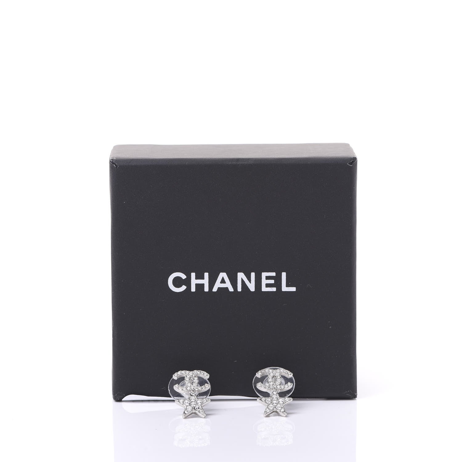 Chanel Crystal CC Star Earrings Silver 5 of 5