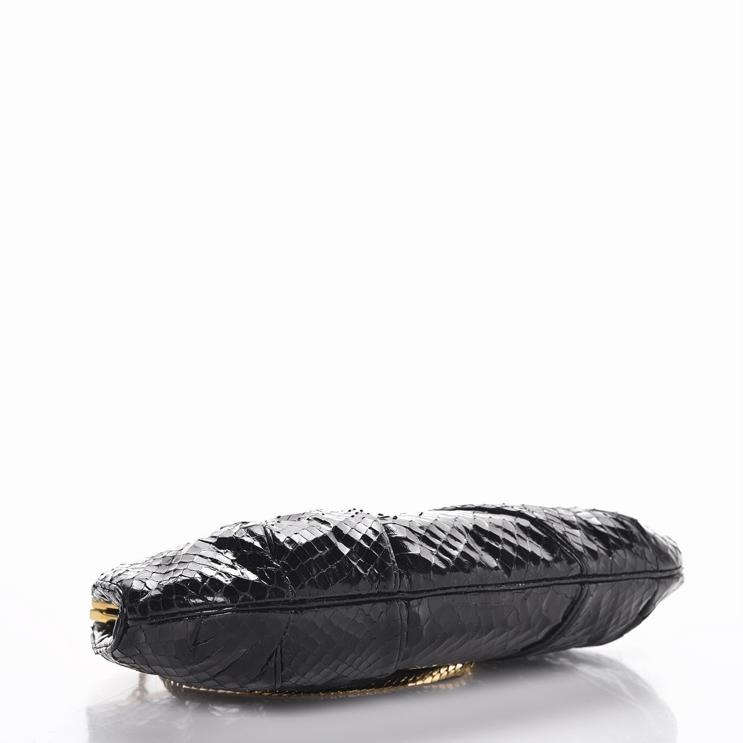 Judith Leiber Glazed Snakeskin Pleated Evening Bag Black 4 of 7