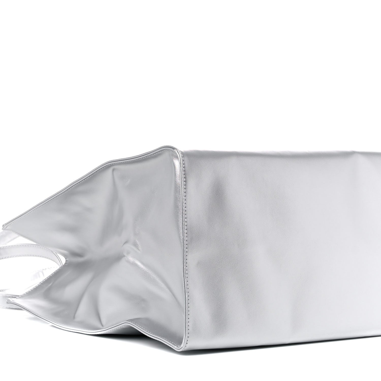 Telfar Metallic Vegan Leather Large Shopping Bag Silver 4 of 10