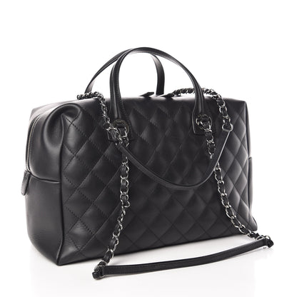 Chanel Calfskin Quilted Feather Weight Bowling Bag Black 4 of 10