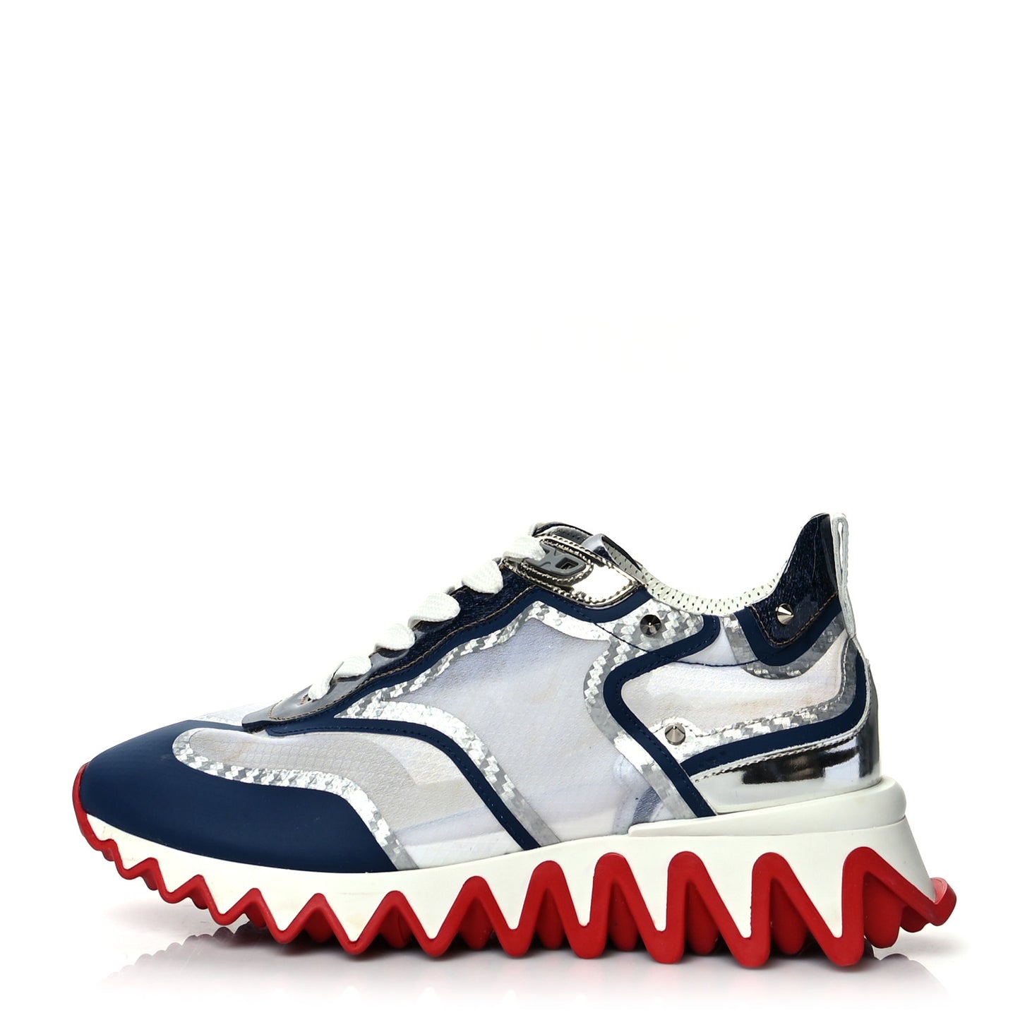 Patent Mesh Denim Rete Sharkina Flat Sneakers 38.5 Blue White