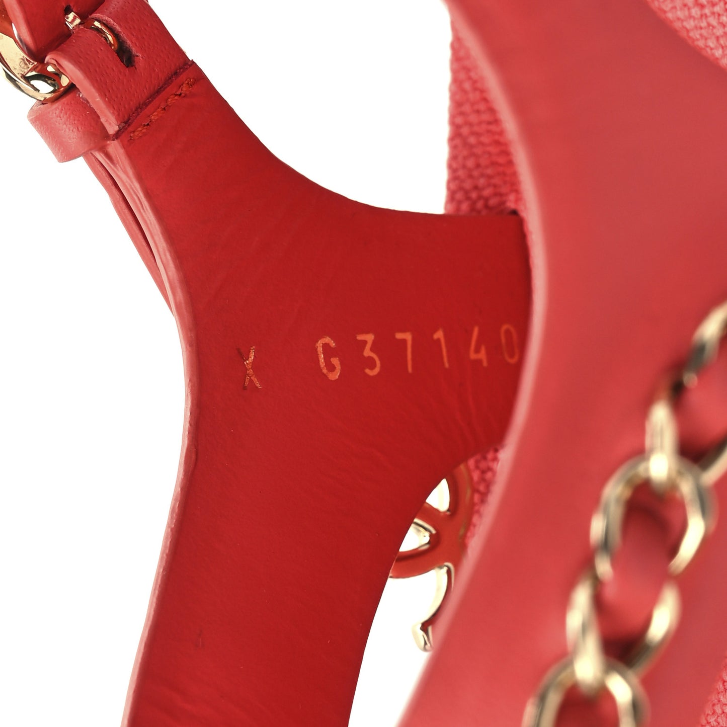 Calfskin Chain Platform Sandals 37 Red