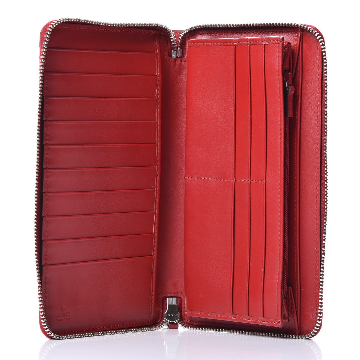 Guccissima Signature Zip Around Organizer Wallet Hibiscus Red