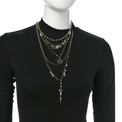 Chanel Resin Bead Pearl CC Multi Strand Necklace Black Gold 2 of 5