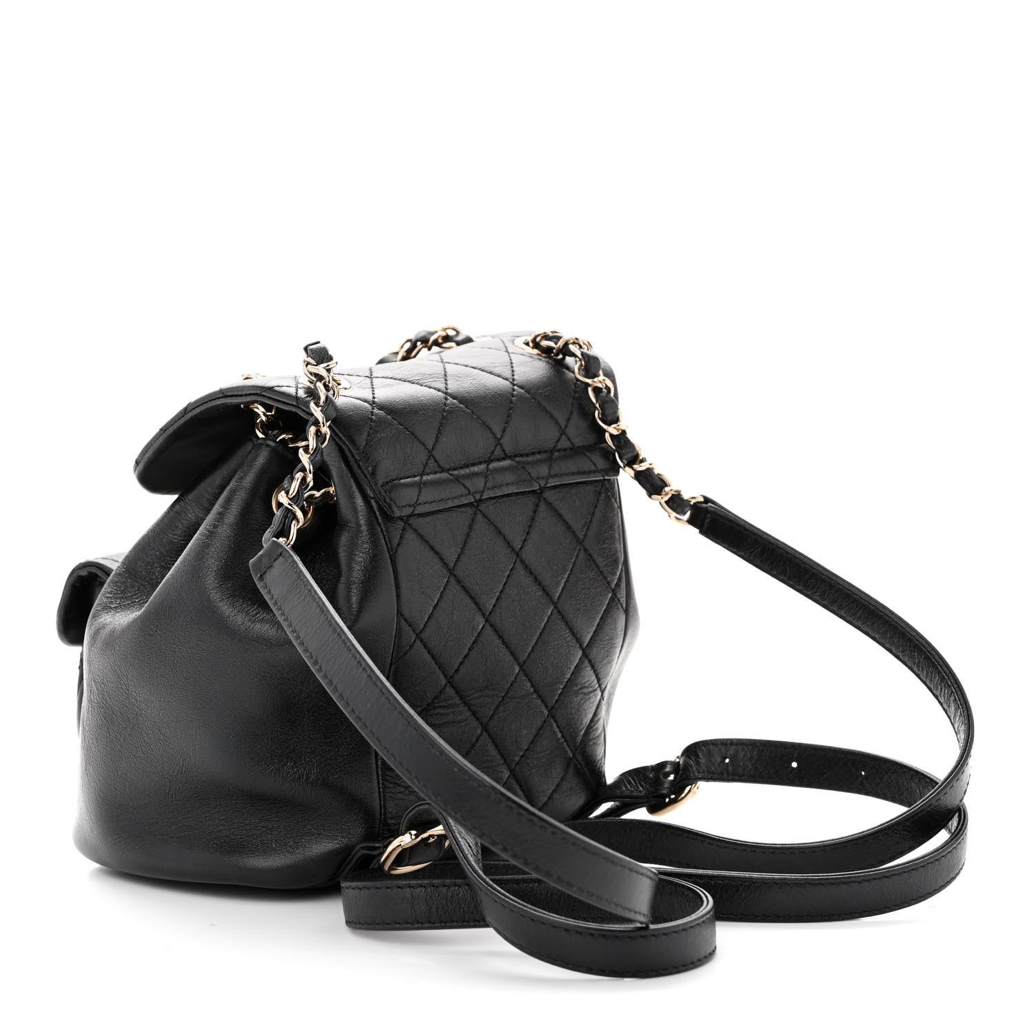 Chanel Glazed Aged Calfskin Quilted Small Duma Drawstring Backpack Black 3 of 10