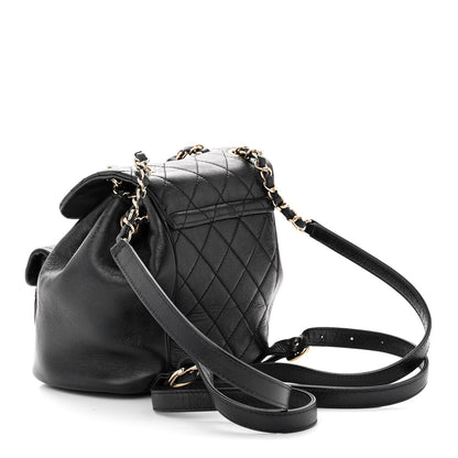 Chanel Glazed Aged Calfskin Quilted Small Duma Drawstring Backpack Black 3 of 10
