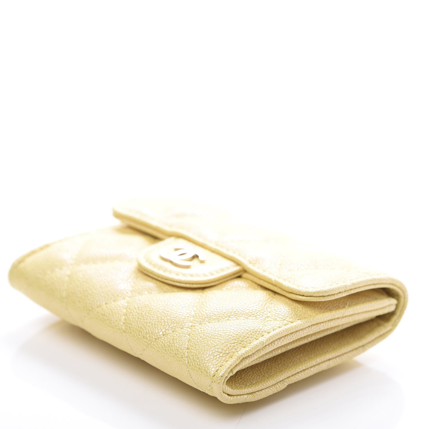Chanel Iridescent Caviar Quilted Flap Card Holder Wallet Yellow 9 of 10