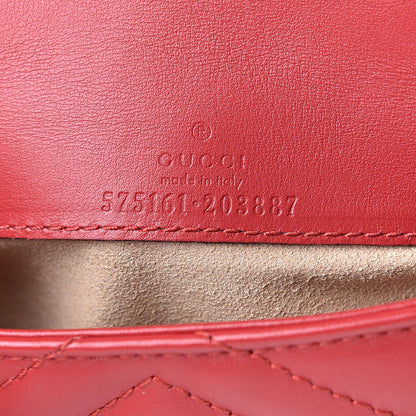 Gucci Calfskin Matelasse GG Marmont 2.0 Coin Purse On A Chain Hibiscus Red 6 of 8