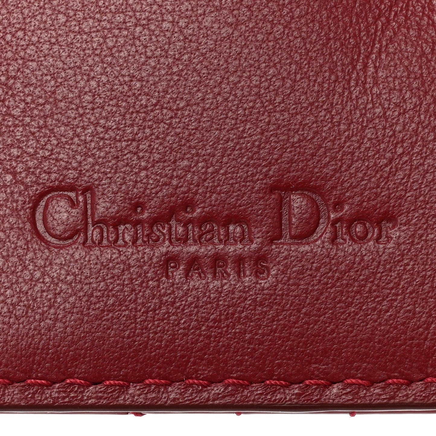 Patent Cannage Small Lady Dior Flap Card Holder Scarlet