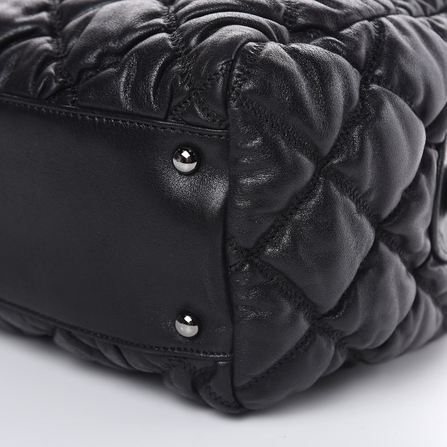 Lambskin Bubble Quilt Bowler Black