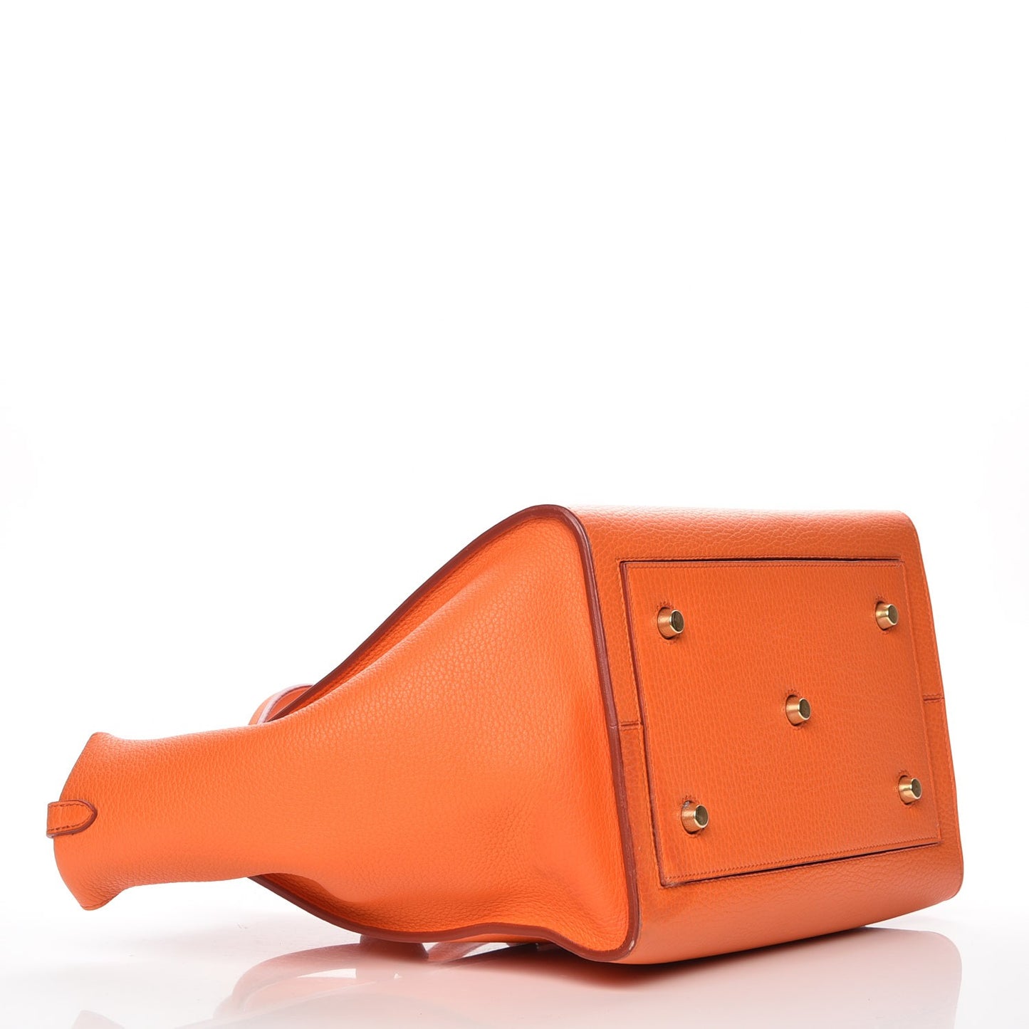 Crisped Calfskin Small Tie Knot Tote Bright Orange
