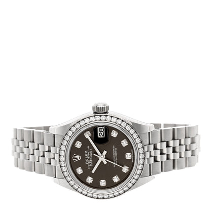 Rolex Stainless Steel 18K White Gold Diamond 28mm Oyster Perpetual Datejust Watch Dark Grey 279384RBR 2 of 5