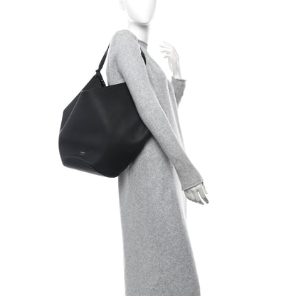 Khaite Pebbled Sport Calfskin Medium Lotus Tote Black 2 of 10
