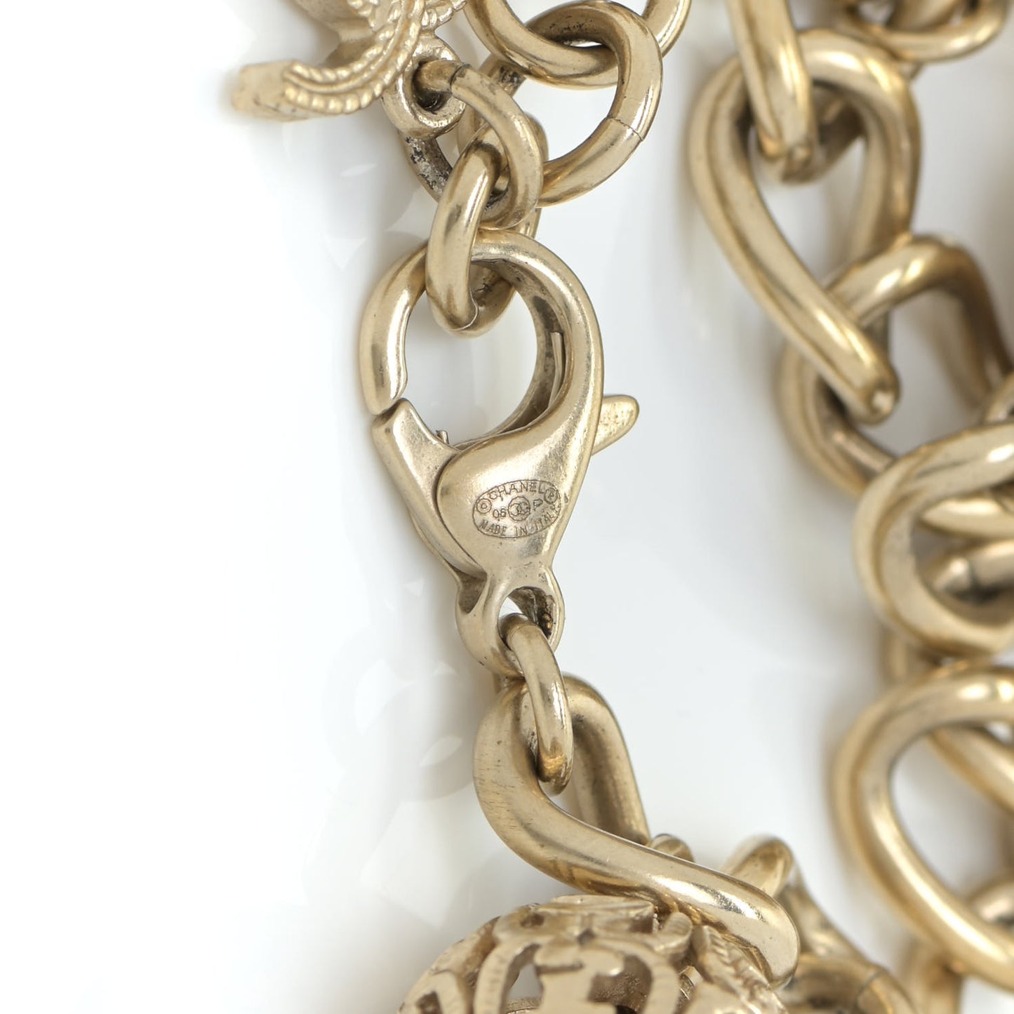 Pearl Crystal CC Bracelet Gold