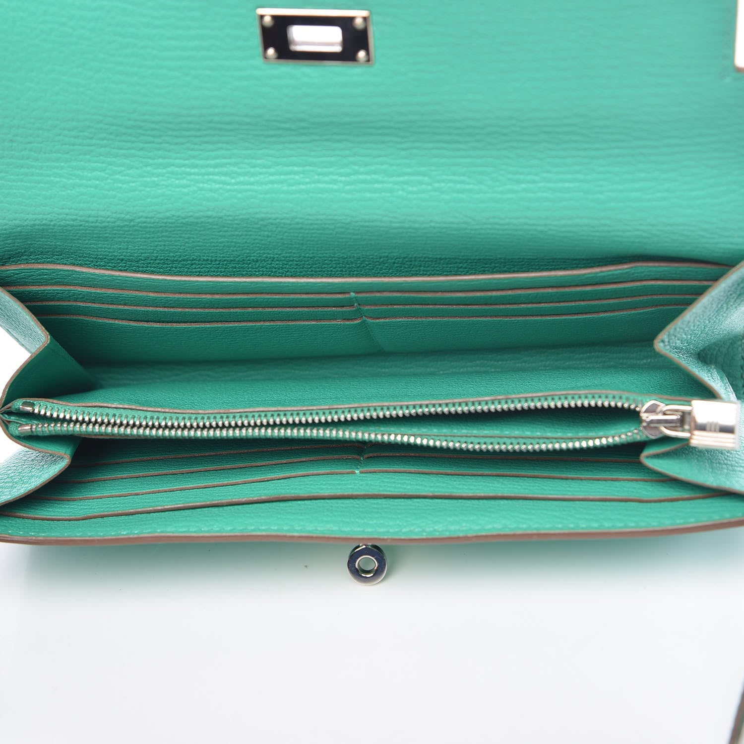 Hermes Chevre Mysore Kelly Longue Wallet Menthe 5 of 8
