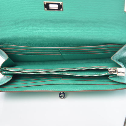 Hermes Chevre Mysore Kelly Longue Wallet Menthe 5 of 8
