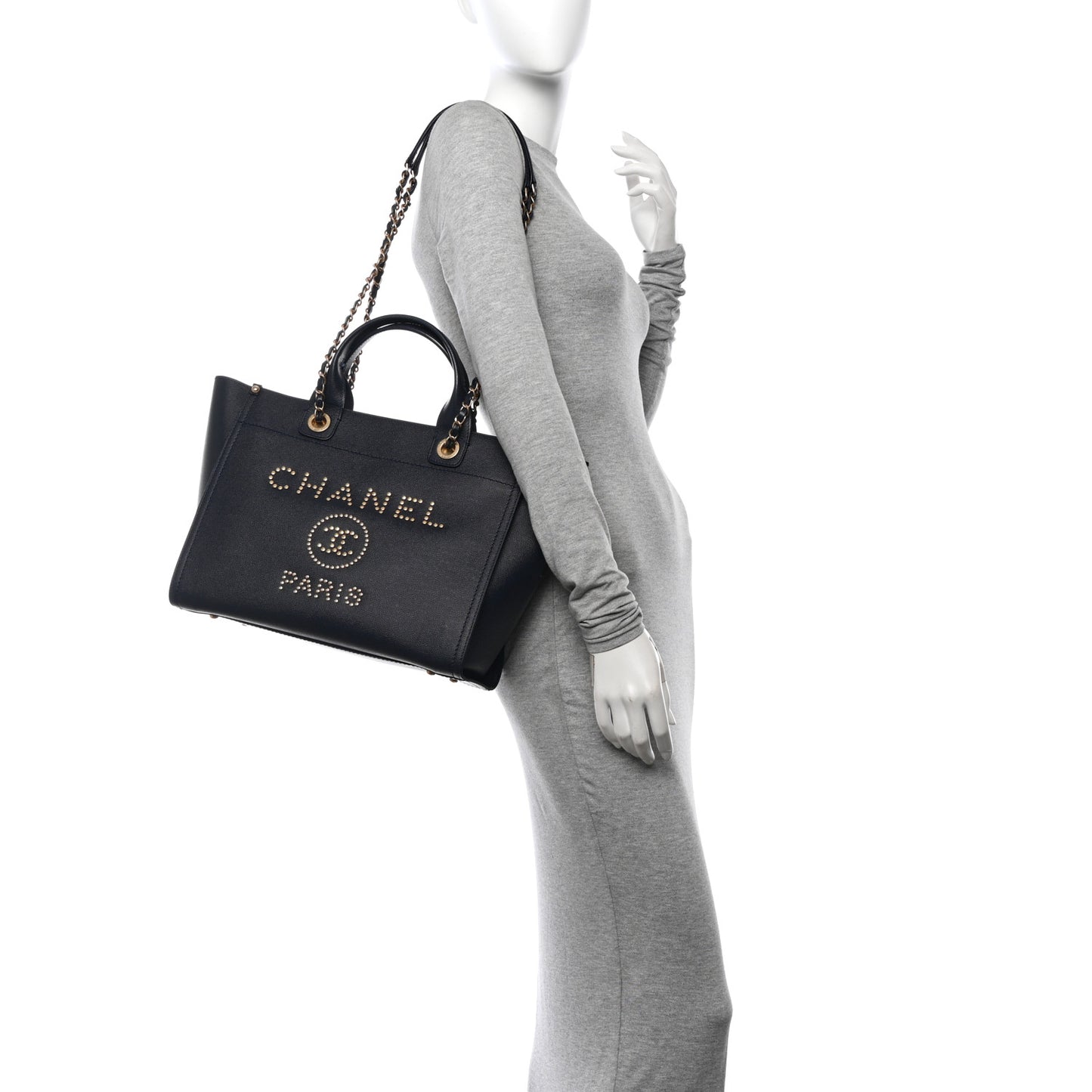 Caviar Small Studded Deauville Tote Navy
