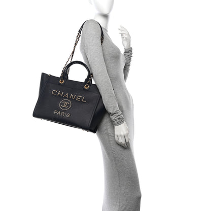 Chanel Caviar Small Studded Deauville Tote Navy 2 of 15