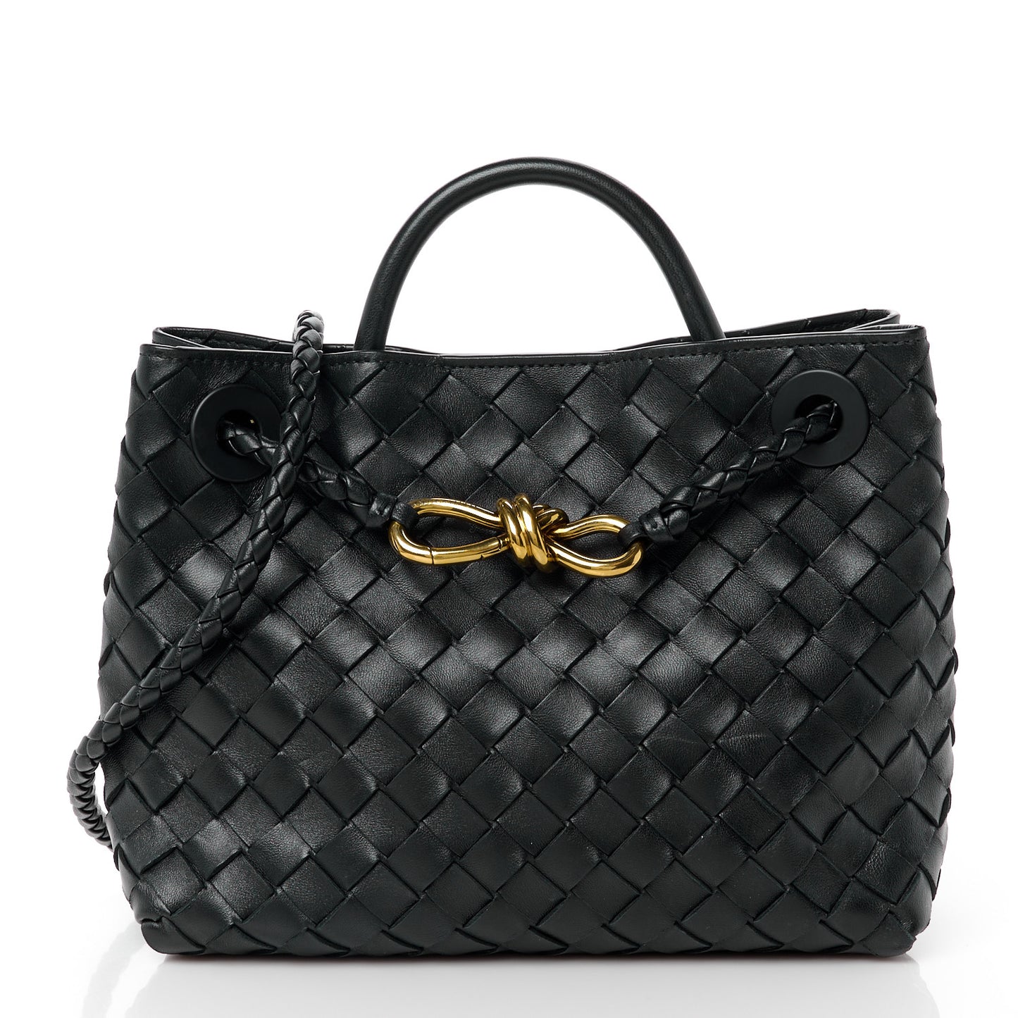 Nappa Intrecciato Small Andiamo Shoulder Bag Black