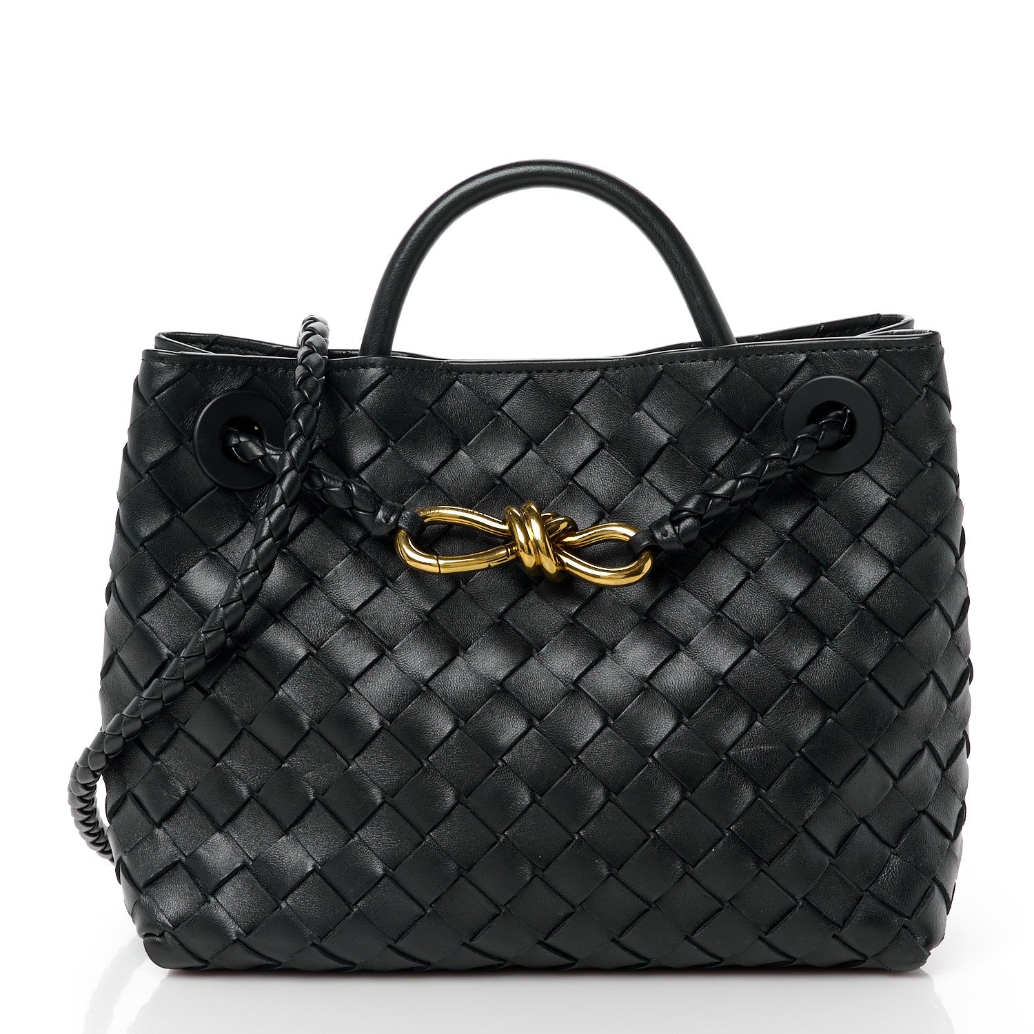 Bottega Veneta Nappa Intrecciato Small Andiamo Shoulder Bag Black 1 of 12