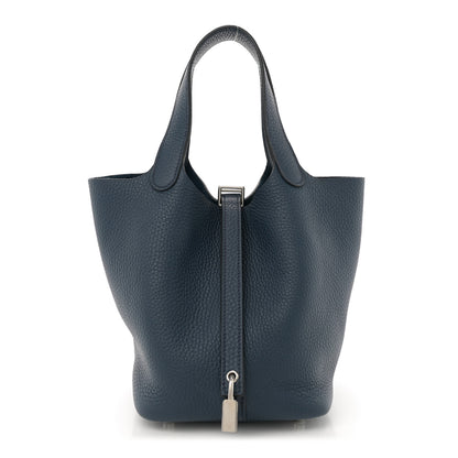 Hermes Taurillon Clemence Picotin Lock 18 PM Bleu de Prusse 1 of 10