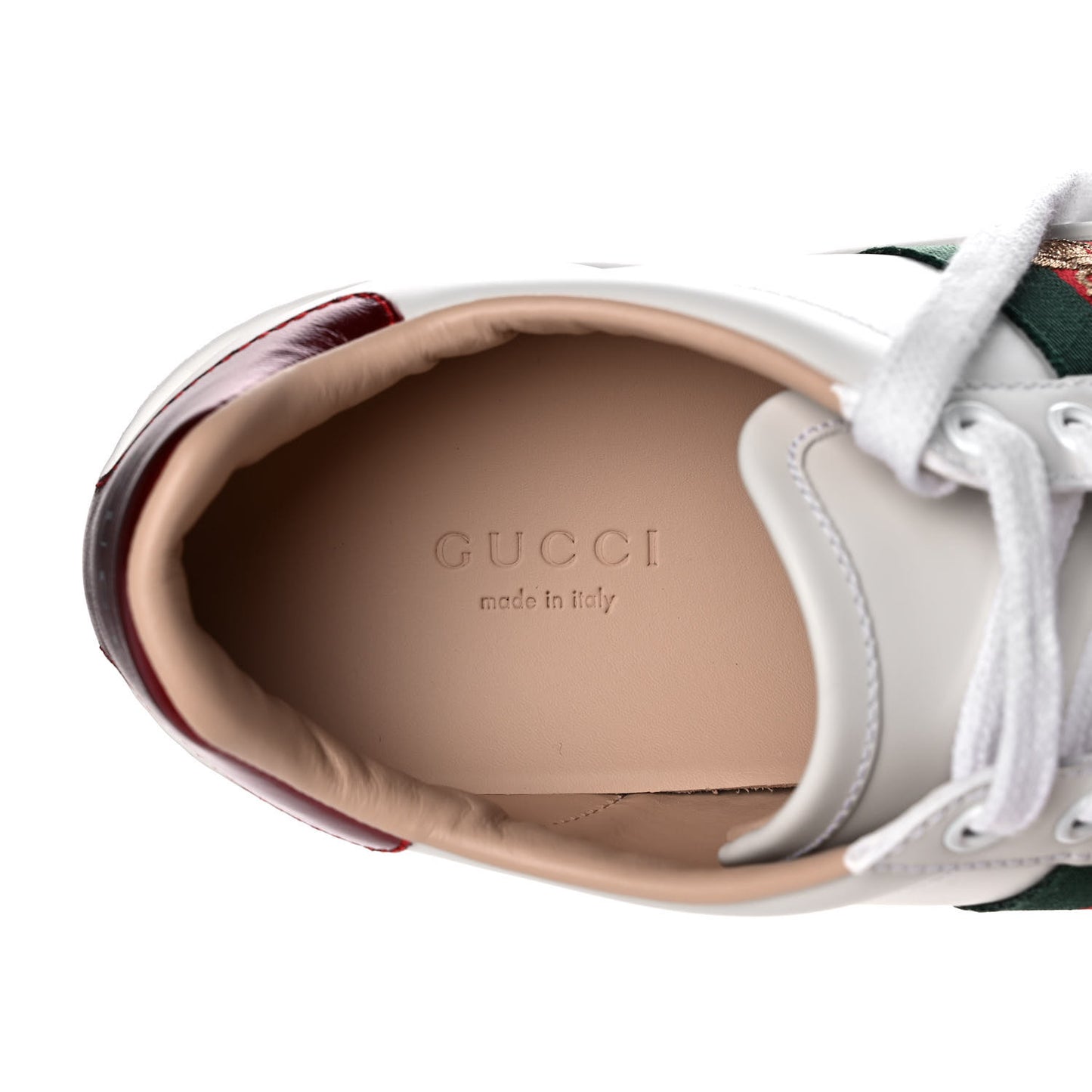 Calfskin Web Bee Embroidered Womens Ace Platform Sneakers 36 White