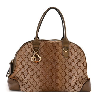 Gucci Monogram Lurex Heart Bit Charm Dome Satchel Bronze 1 of 13