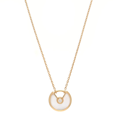 Cartier 18K Yellow Gold Diamond Mother of Pearl XS Amulette de Cartier Pendant Necklace 1 of 8