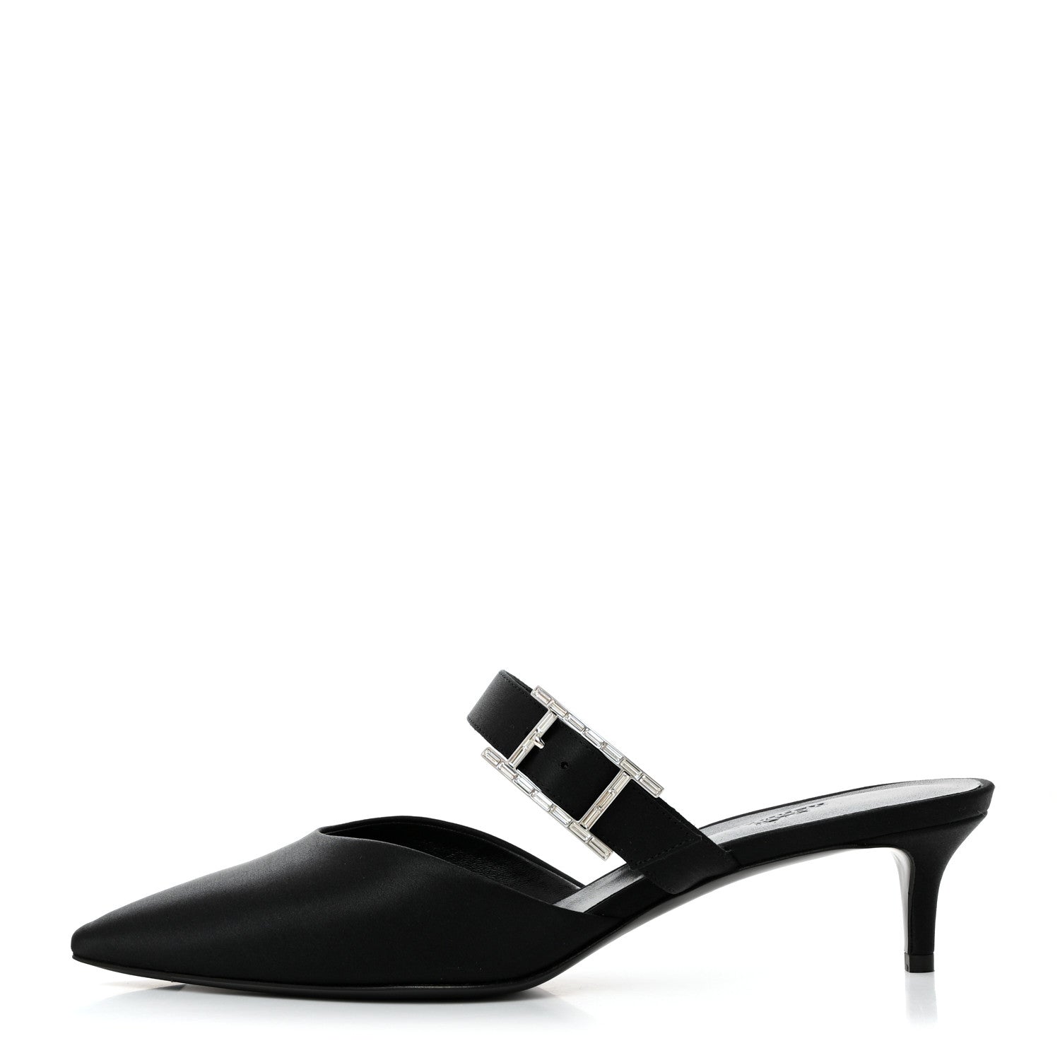 Hermes Satin Blink Mules 39 Black 1 of 9