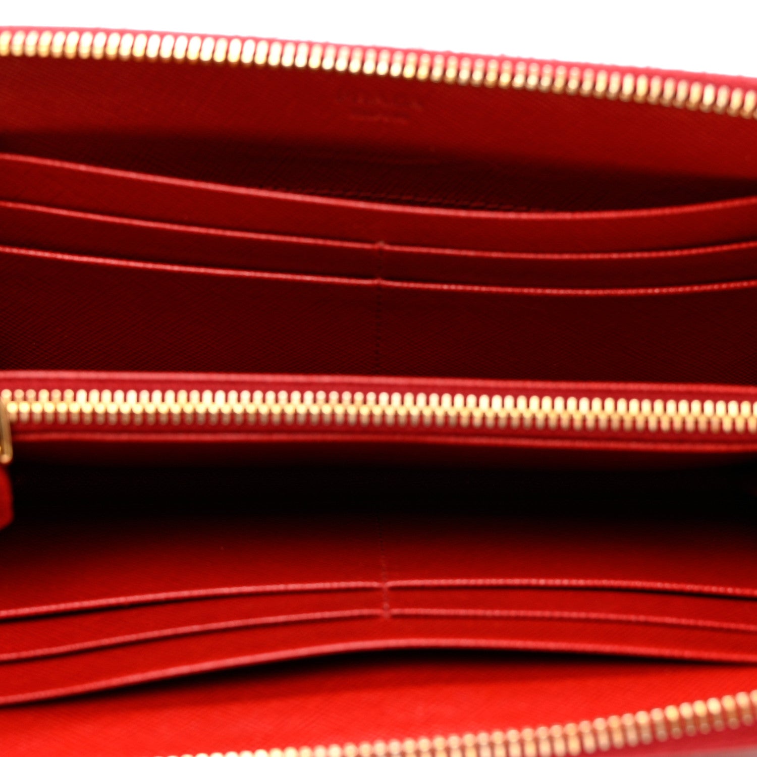Prada Saffiano Metal Zip Around Wallet Fuoco 5 of 7