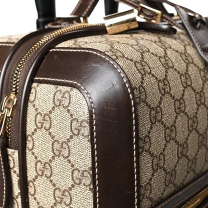 Gucci GG Supreme Monogram Selleria Calfskin Four Wheel Carry On Suitcase Beige Ebony Cocoa 12 of 14