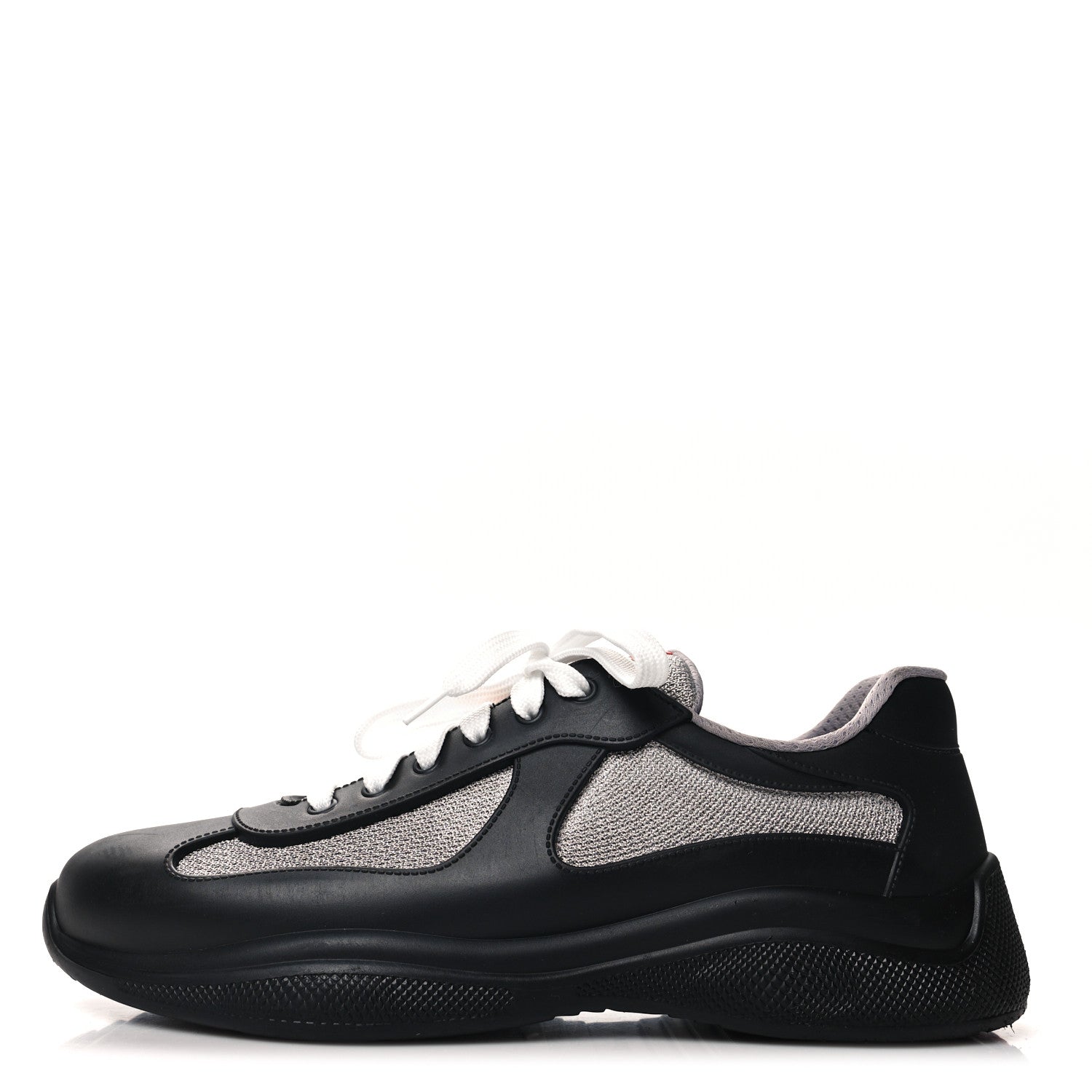 Prada Soft Rubber Mesh Mens America's Cup Sneakers 43 Black Argento 1 of 8