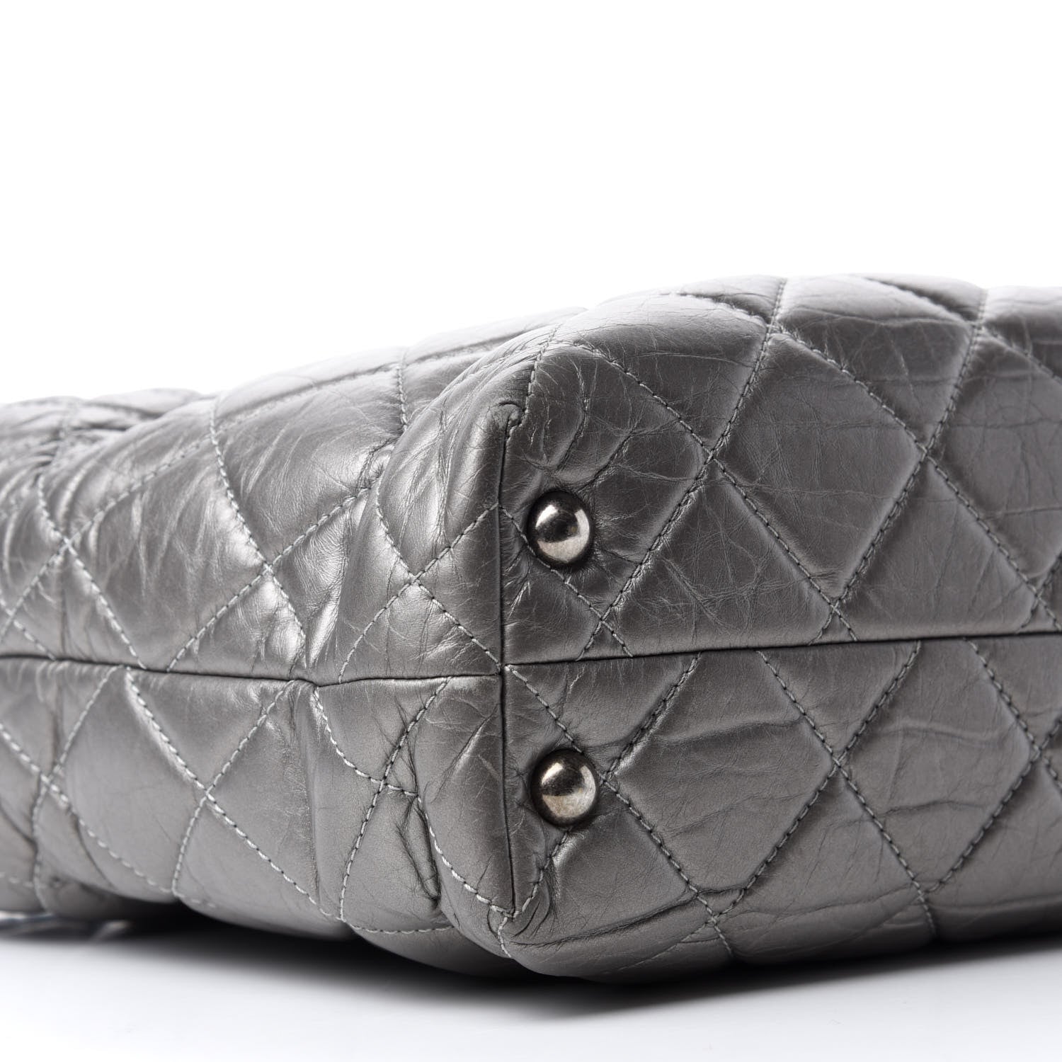 Chanel Metallic Aged Calfskin Quilted Reissue 2.55 Tote Dark Grey 6 of 15