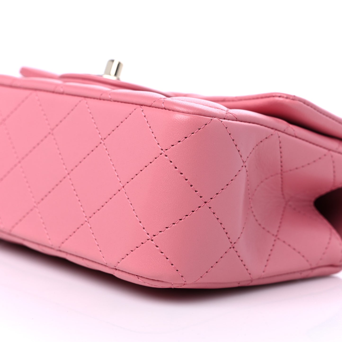 Lambskin Quilted Mini Top Handle Rectangular Flap Pink