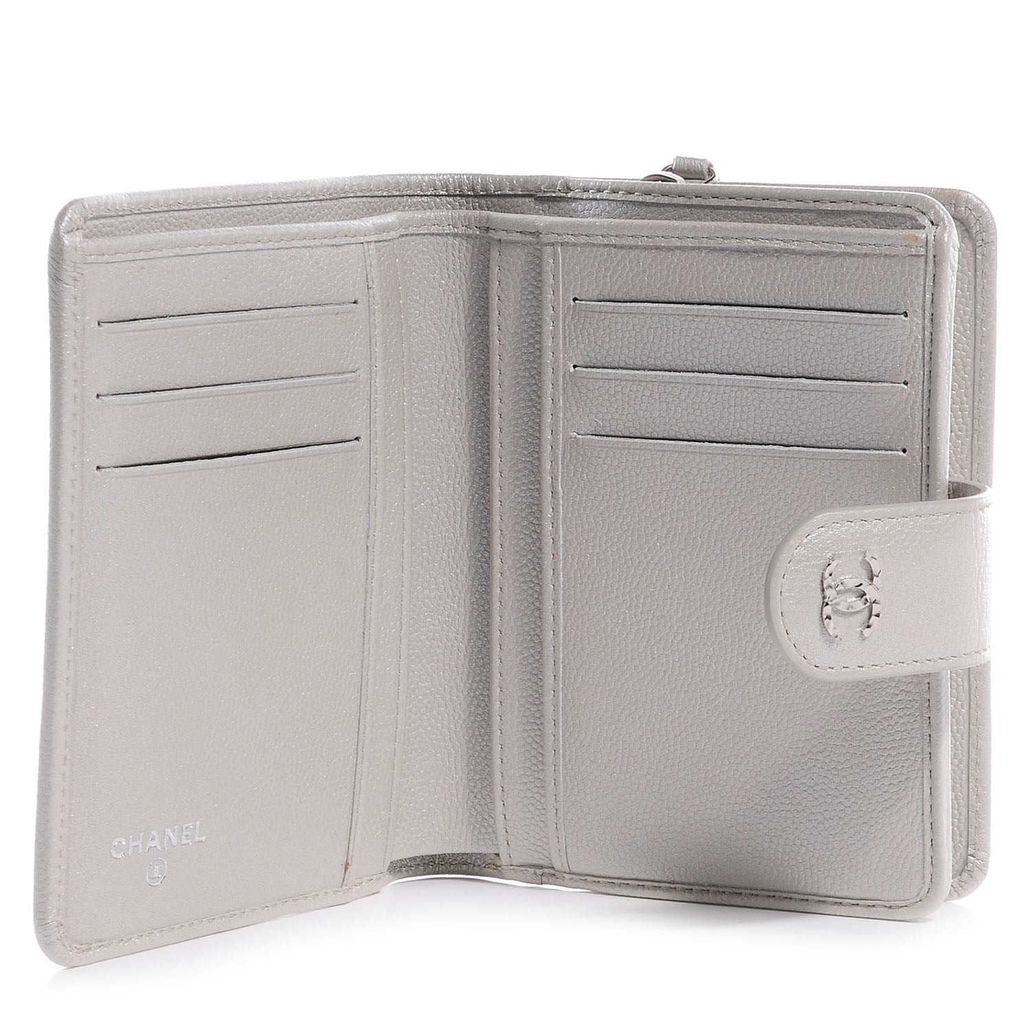 Chanel Caviar French Compact Wallet Silver 5 of 9
