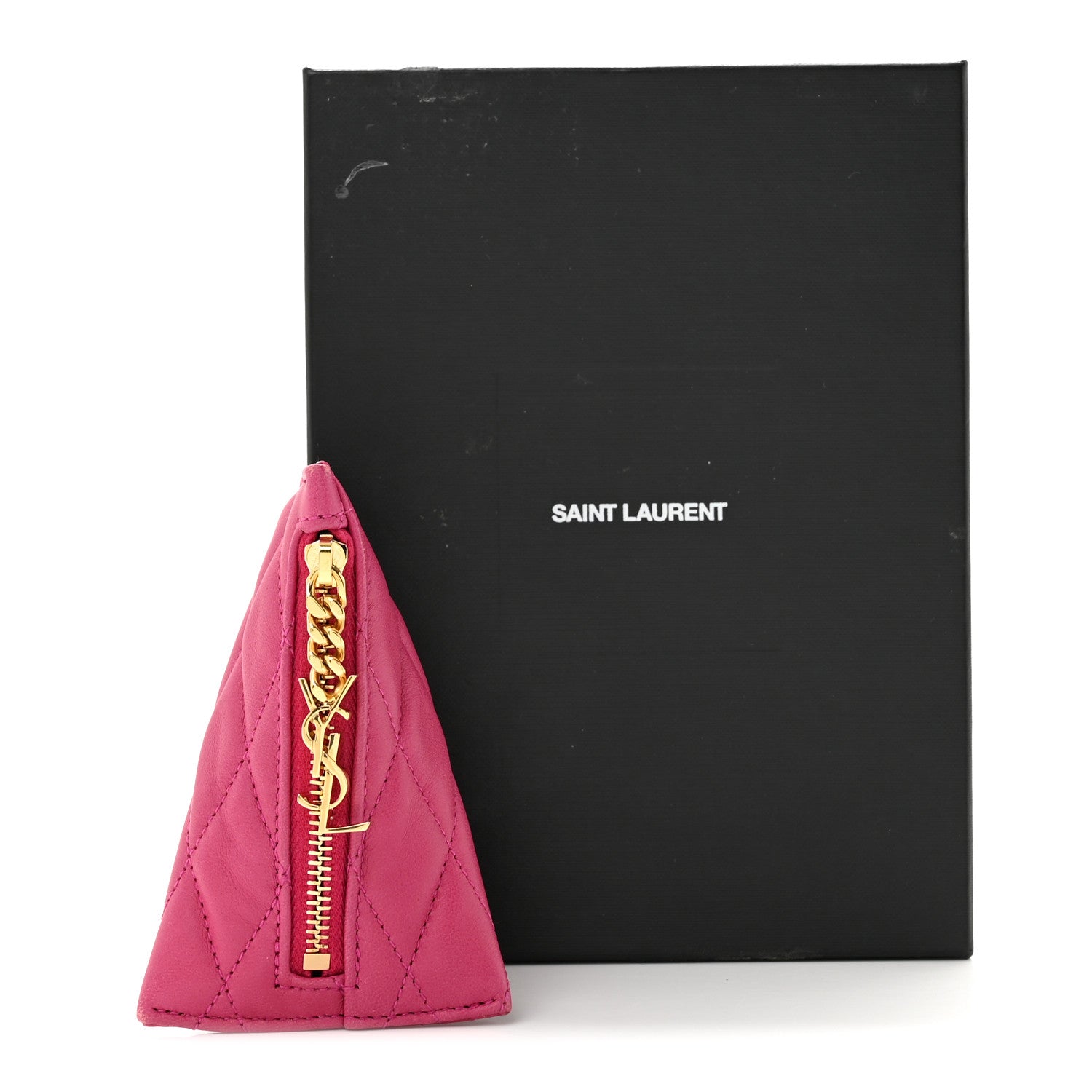 Saint Laurent Quilted Lambskin Berlingo Bag Charm Fuchsia 9 of 9