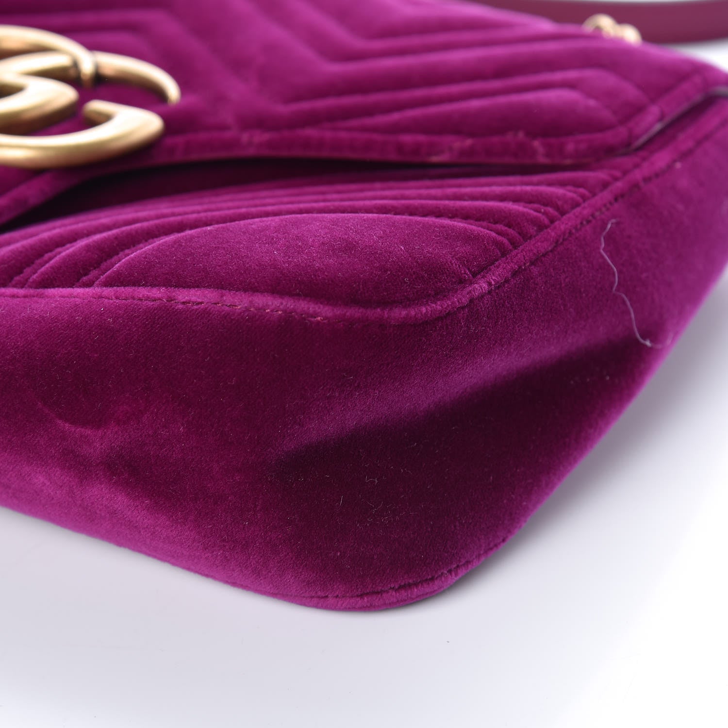 Gucci Velvet Matelasse Medium GG Marmont Shoulder Bag Fuchsia Violet Cyclamen 6 of 9