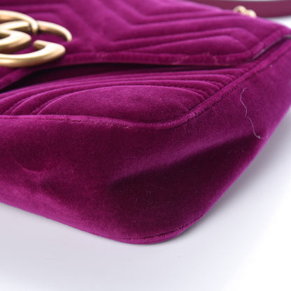 Gucci Velvet Matelasse Medium GG Marmont Shoulder Bag Fuchsia Violet Cyclamen 6 of 9