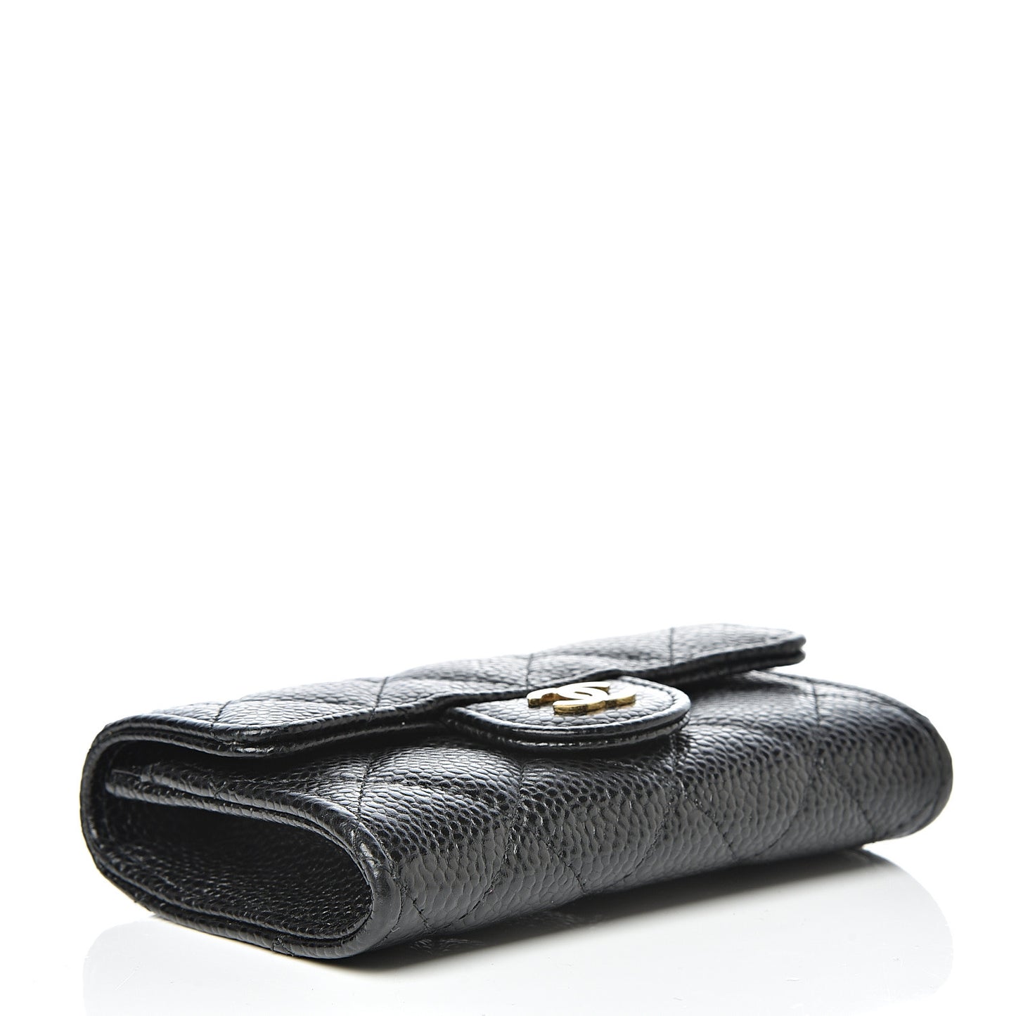 Caviar Quilted Flap Card Holder Black