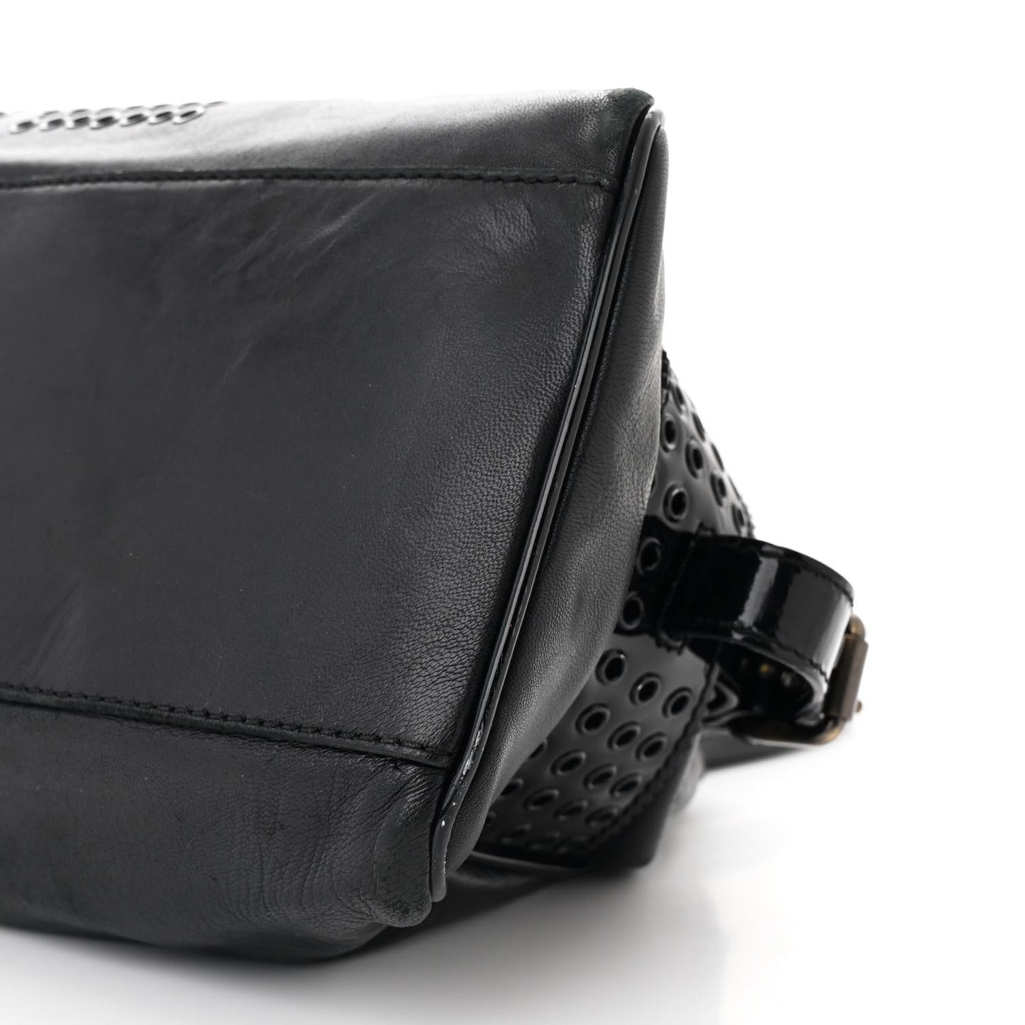 Nappa Patent Perforated Small Bag De Jour Black