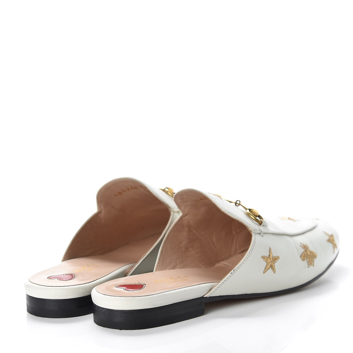 Gucci Goatskin Bee Star Embroidered Womens Princetown Slippers 38.5 Mystic White 4 of 19