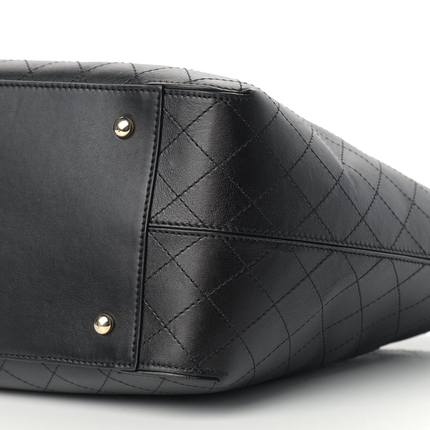 Calfskin Stitched Shopping Tote Black