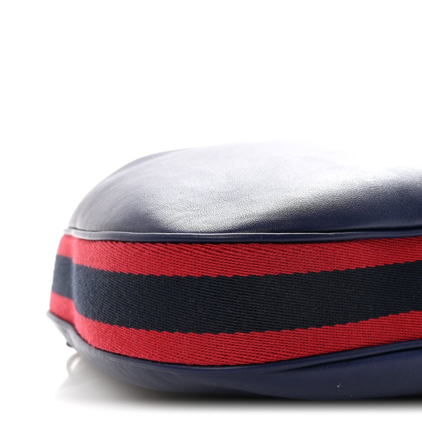 Aria Calfskin Web Large Attache Shoulder Bag Navy