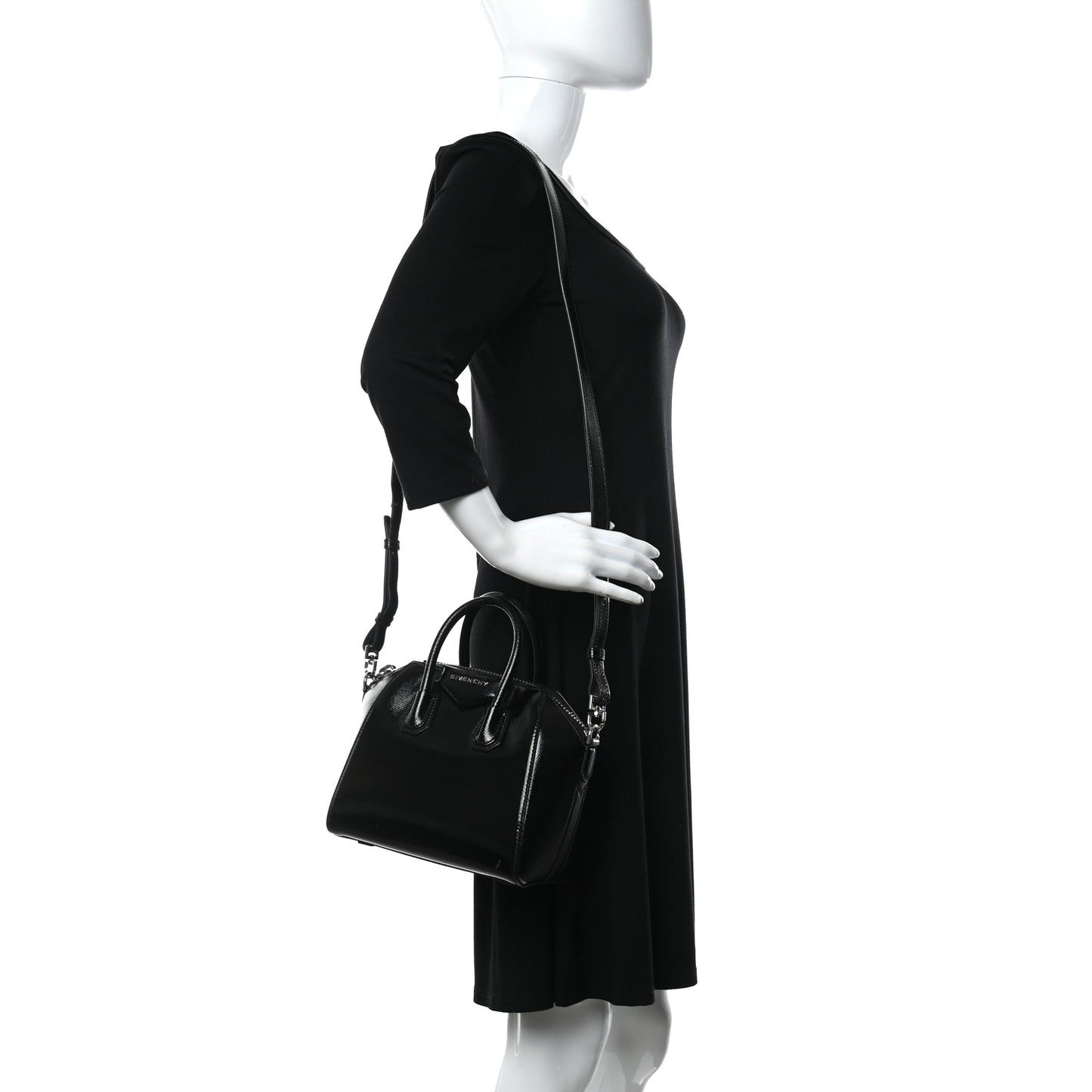 Textured Patent Calfskin Mini Antigona Black