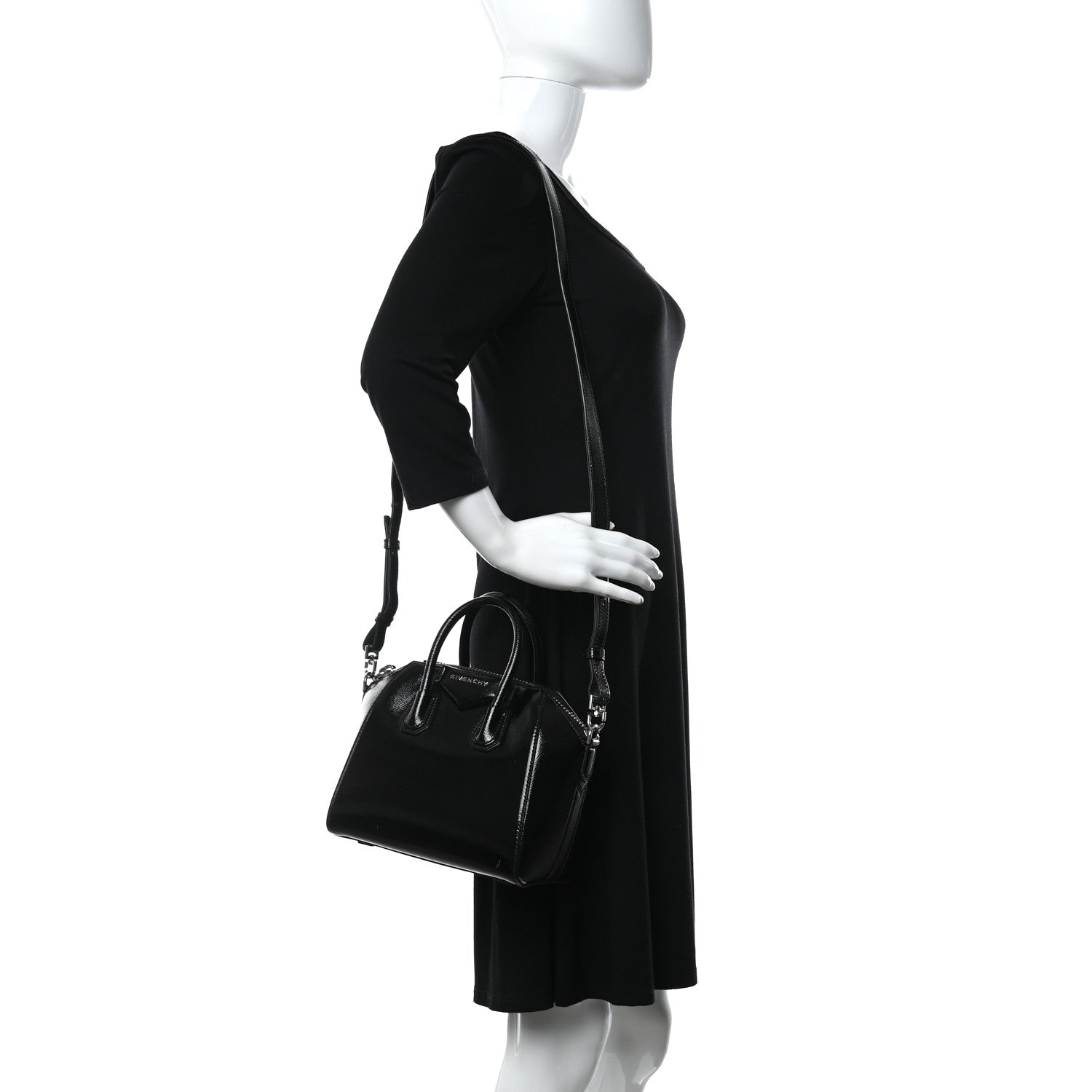 Givenchy Textured Patent Calfskin Mini Antigona Black 2 of 13