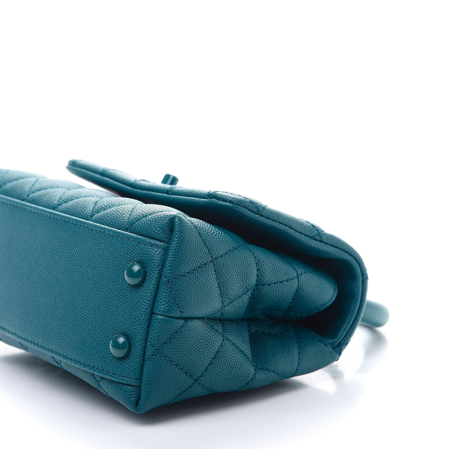 Chanel Caviar Quilted Incognito Extra Mini Coco Handle Flap Dark Turquoise 7 of 11