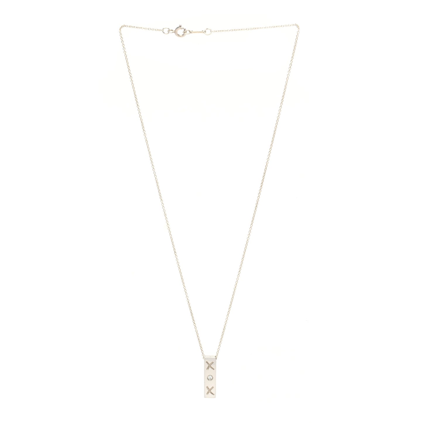 Sterling Silver Diamond Paloma Picasso Love and Kisses Bar Pendant Necklace