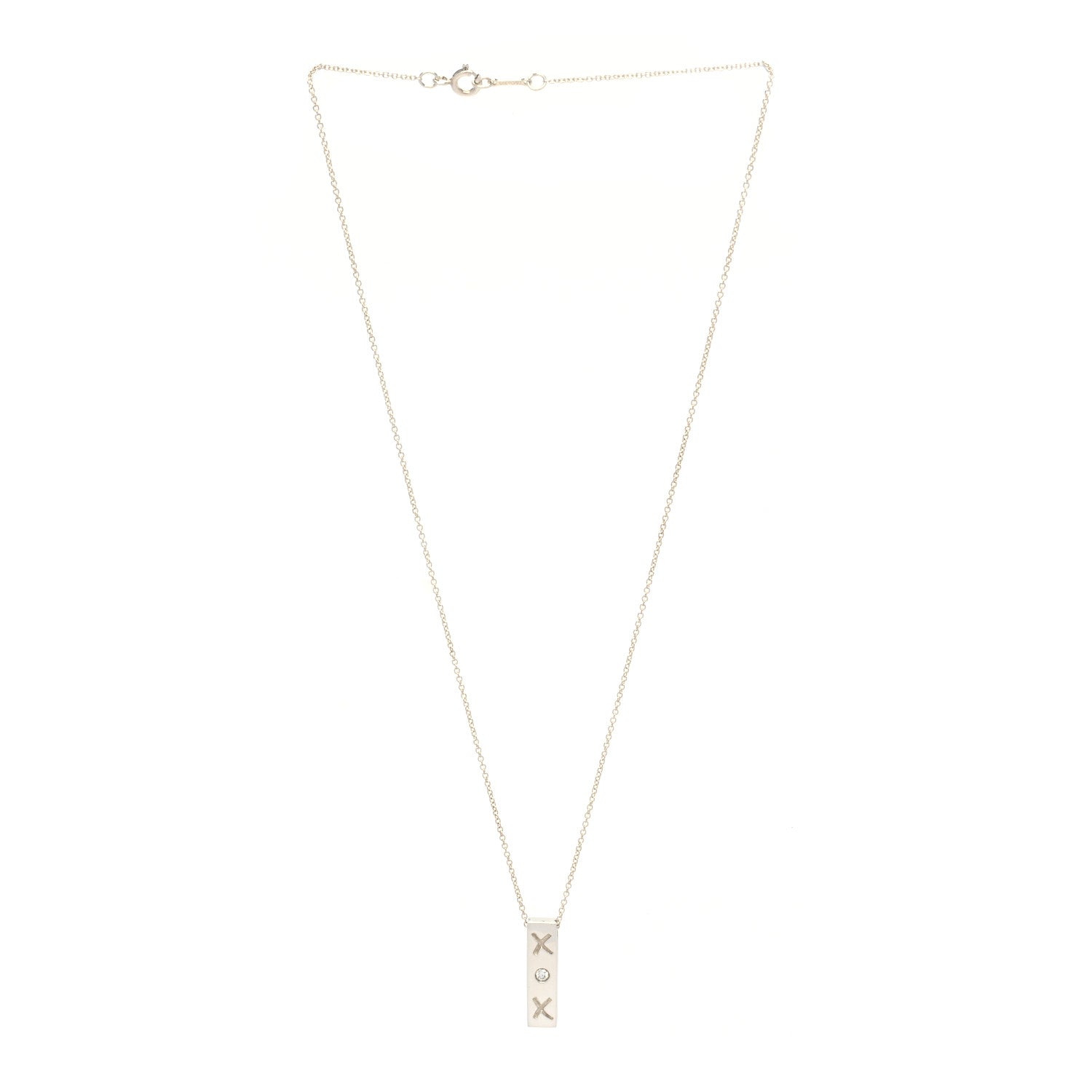 Tiffany Sterling Silver Diamond Paloma Picasso Love and Kisses Bar Pendant Necklace 3 of 7