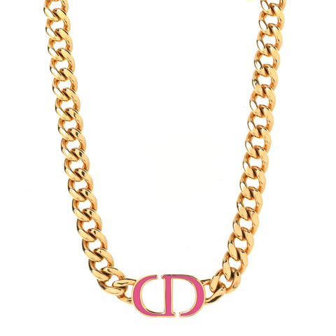 Metal CD Choker Necklace Gold Pink